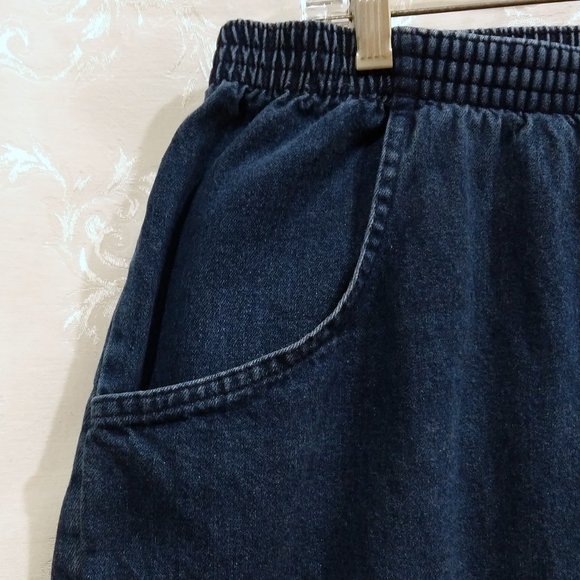 Vintage 90s High Waist Dark Wash Pull On Jeans 20 Relaxed Fit Comfy High Rise - Picture 3 of 4